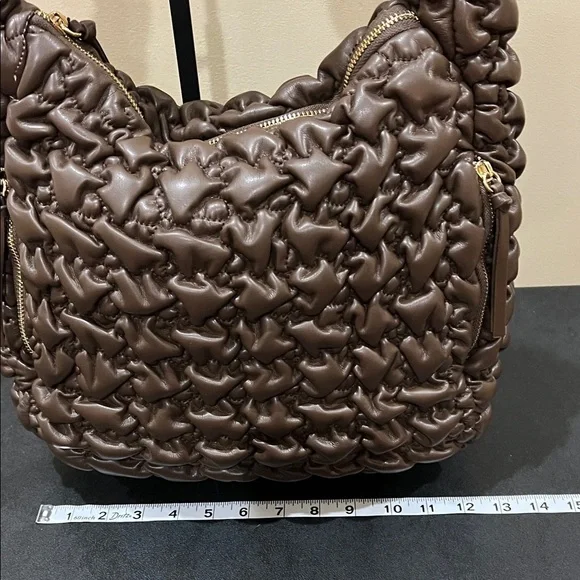 Sondra Roberts | Chocolate Brown Quilted Hobo Bag - Picture 13 of 15